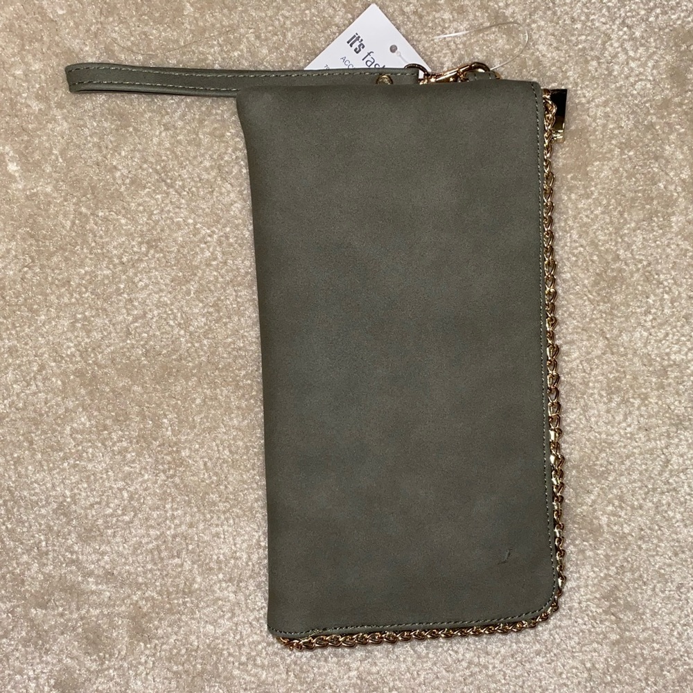 Olive Green and Gold Wristlet